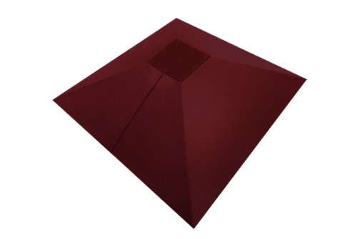 Колпак на столб под фонарь 390х390мм 0,5 Satin с пленкой RAL 3005 красное вино