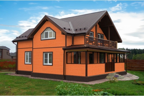 Фасадная панель Grand Line Состаренный кирпич Classic терракотовый
