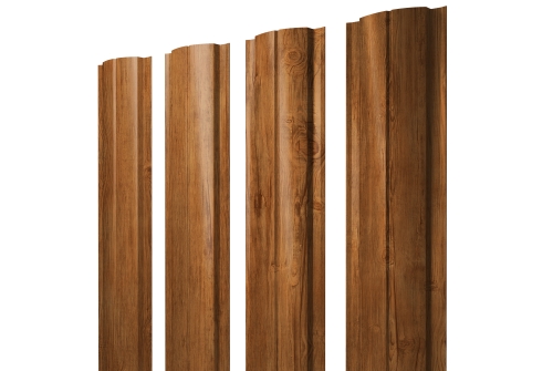 Штакетник Полукруглый Slim с прямым резом Grand Line 0,45 Print Elite Golden Wood TwinColor