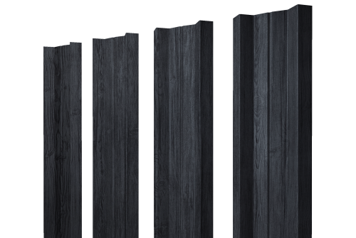Штакетник М-образный A с прямым резом Grand Line 0,45 Print Premium Grey Wood TwinColor