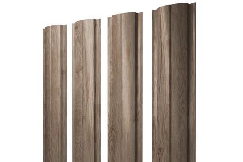 Штакетник Полукруглый Slim с прямым резом Grand Line 0,45 Print Elite White Wood TwinColor