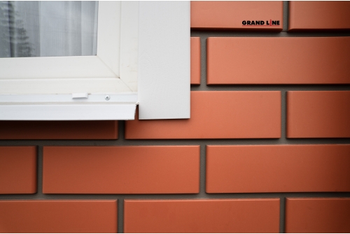 Фасадная панель Grand Line Клинкерный кирпич Design терракотовый со швом RAL 7006