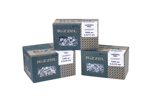 Саморез ПШС Rizzel 4,2х13 (400шт) шлиц PH2, цинк