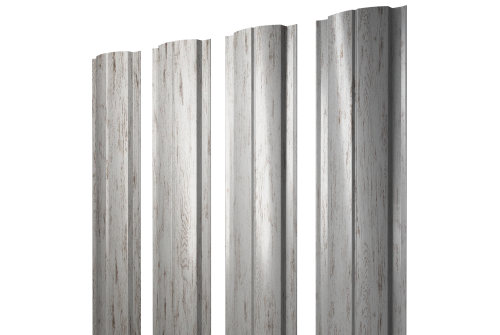 Штакетник Полукруглый Slim с прямым резом Grand Line 0,45 Print Elite Snow Wood TwinColor