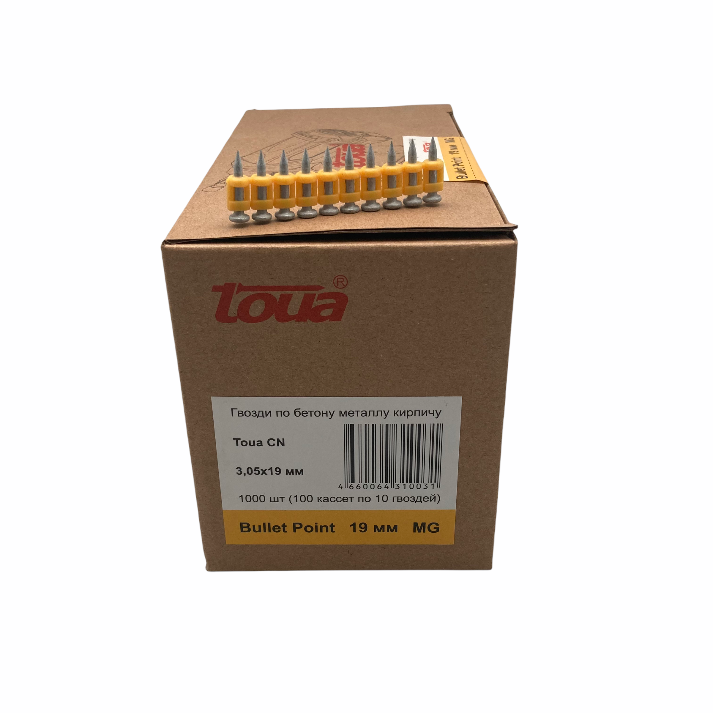 Гвозди по бетону Toua CN MG bullet point 3,05х19 мм (1000 шт)