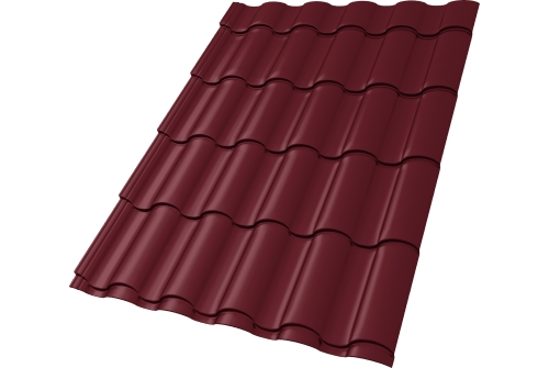 Металлочерепица "Кредо" ("Kredo") v01 0,5 Satin Matt TX RAL 3005 красное вино