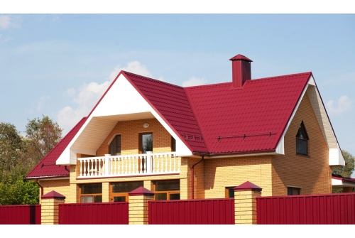 Металлочерепица Классик ("Classic") v01 0,5 Satin RAL 3005 красное вино