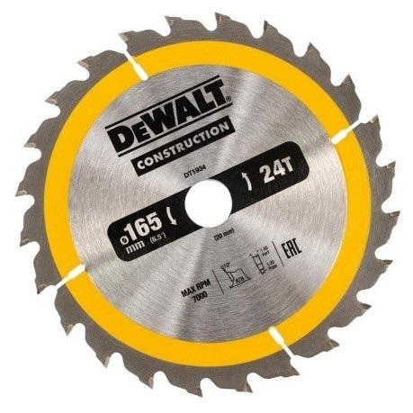 Диск пильный DeWalt Construction по дереву с гвоздями 165x20 24T