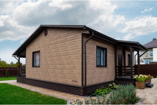 Фасадная панель Grand Line Колотый камень Design Plus трюфель с черным швом