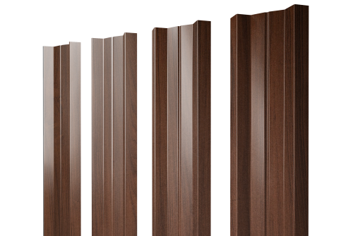 Штакетник М-образный A с прямым резом Grand Line 0,45 Print Elite Choco Wood TwinColor