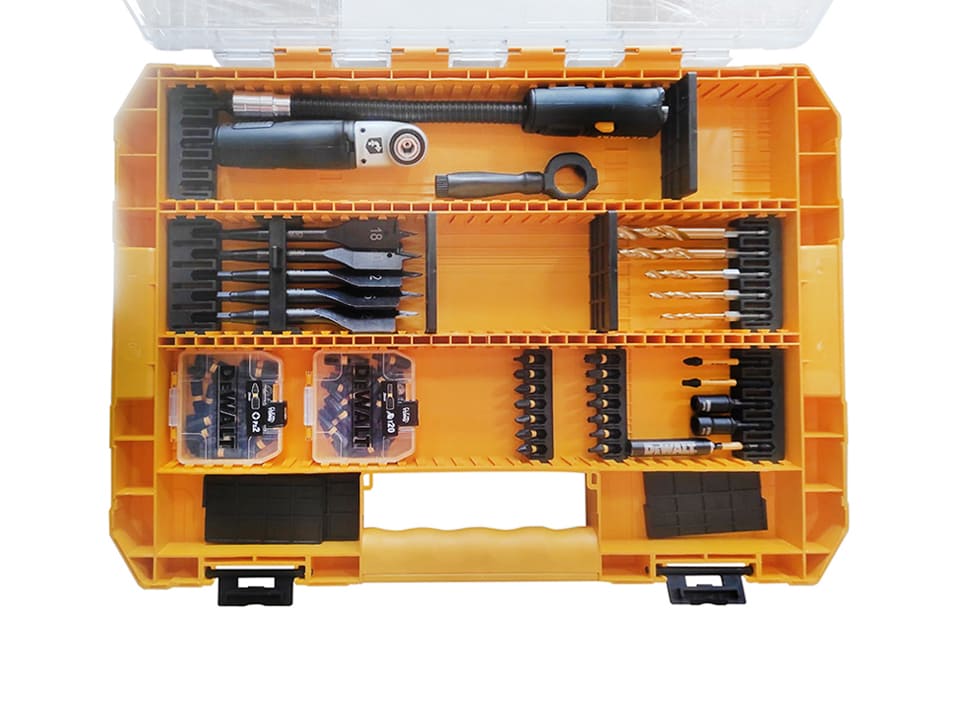 Органайзер DeWalt с угловой насадкой и набором бит (85 шт)