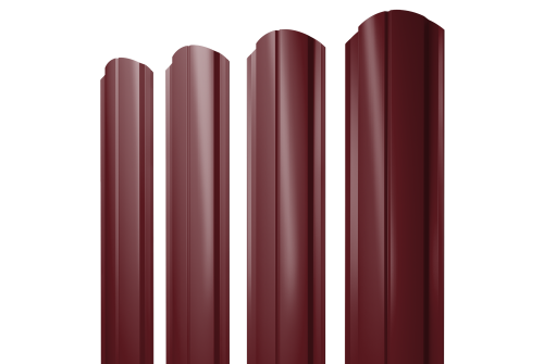 Штакетник Полукруглый Slim фигурный Grand Line 0,5 PE lite RAL 3005 красное вино