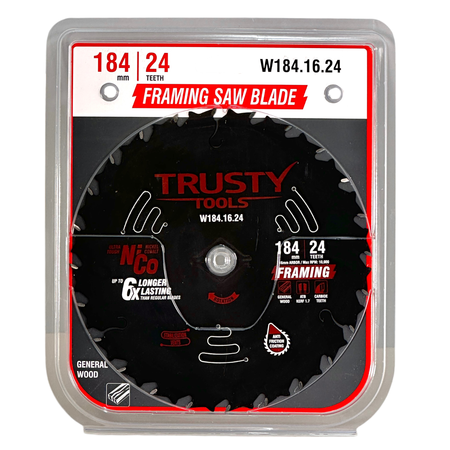 Диск пильный Trusty-Tools Framing по дереву 184х16 24T