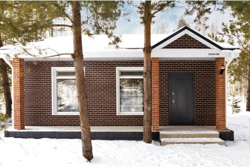 Фасадная панель Grand Line Состаренный кирпич Design Plus кофе с белым швом