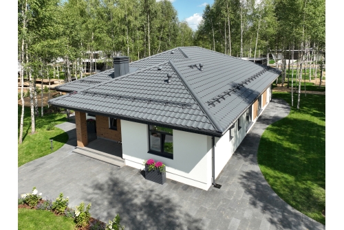 Металлочерепица "Квинта плюс3D" ("Kvinta plus3D") 0,5 Satin Matt RAL 7024 мокрый асфальт