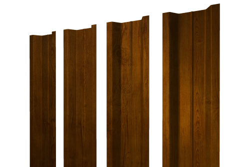 Штакетник П-образный B с прямым резом Grand Line 0,45 Print Premium Golden Wood Intense FTC