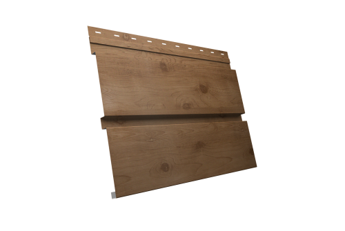 Софит металлический Квадро Брус Grand Line без перфорации 0,45 Print Premium с пленкой Pine Wood Fresh