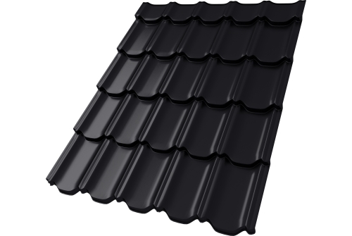 Металлочерепица "Квинта плюс3D" ("Kvinta plus3D") 0,5 Satin Matt RAL 9005 черный