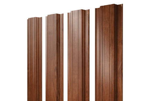 Штакетник Прямоугольный с прямым резом Grand Line 0,45 Print Elite Rowan TwinColor