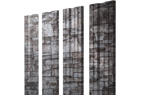 Штакетник Twin с прямым резом Grand Line 0,45 Print Elite Fine Stone TwinColor