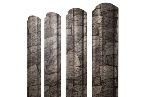 Штакетник Полукруглый Slim фигурный Grand Line 0,45 Print Elite King Stone TwinColor