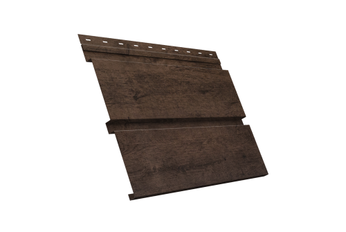 Софит металлический Квадро Брус Grand Line с перфорацией 0,45 Print Elite с пленкой Antique Wood TwinColor