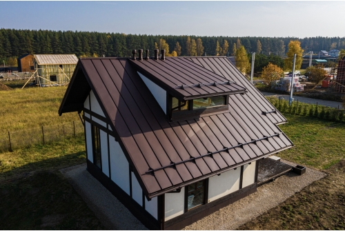 Кликфальц Grand Line 0,45 Drap с пленкой на замках RAL 8017 шоколад