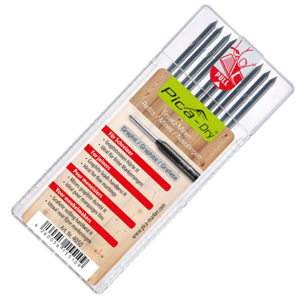 Грифели для карандаша Pica-Dry 4050 чёрные (10 шт) твердость H