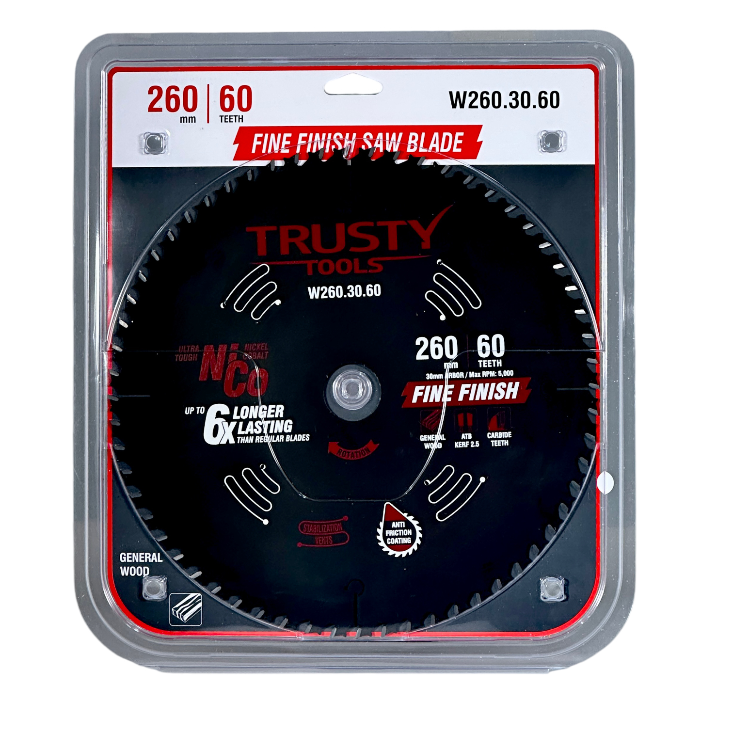 Диск пильный Trusty-Tools Fine Finish чистый рез 260х30 60T