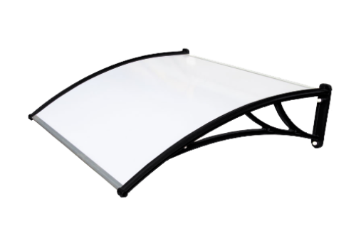 Козырек Krovent из поликарбоната 1200х930х280 молочный (черный кронштейн)