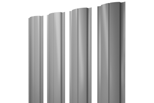 Штакетник Полукруглый Slim с прямым резом Grand Line 0,5 PE RAL 7004 сигнальный серый