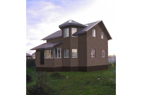 Фасадная панель Grand Line Состаренный кирпич Design Plus каштан с белым швом