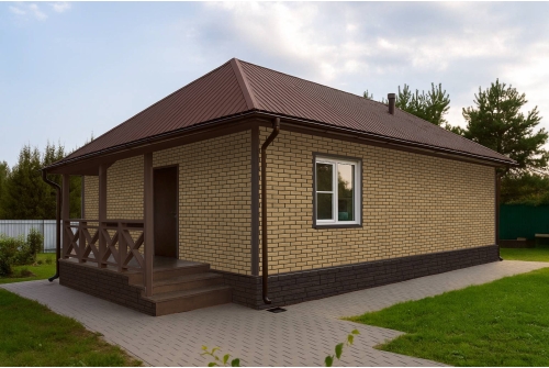 Фасадная панель Grand Line Состаренный кирпич Design Plus солома с черным швом