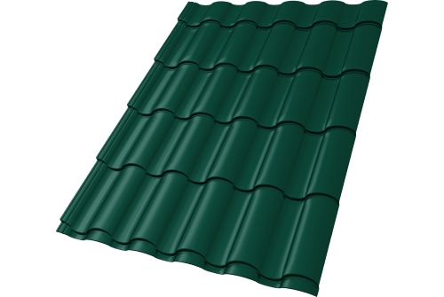 Металлочерепица "Кредо" ("Kredo") v02 0,5 Satin RAL 6005 зеленый мох