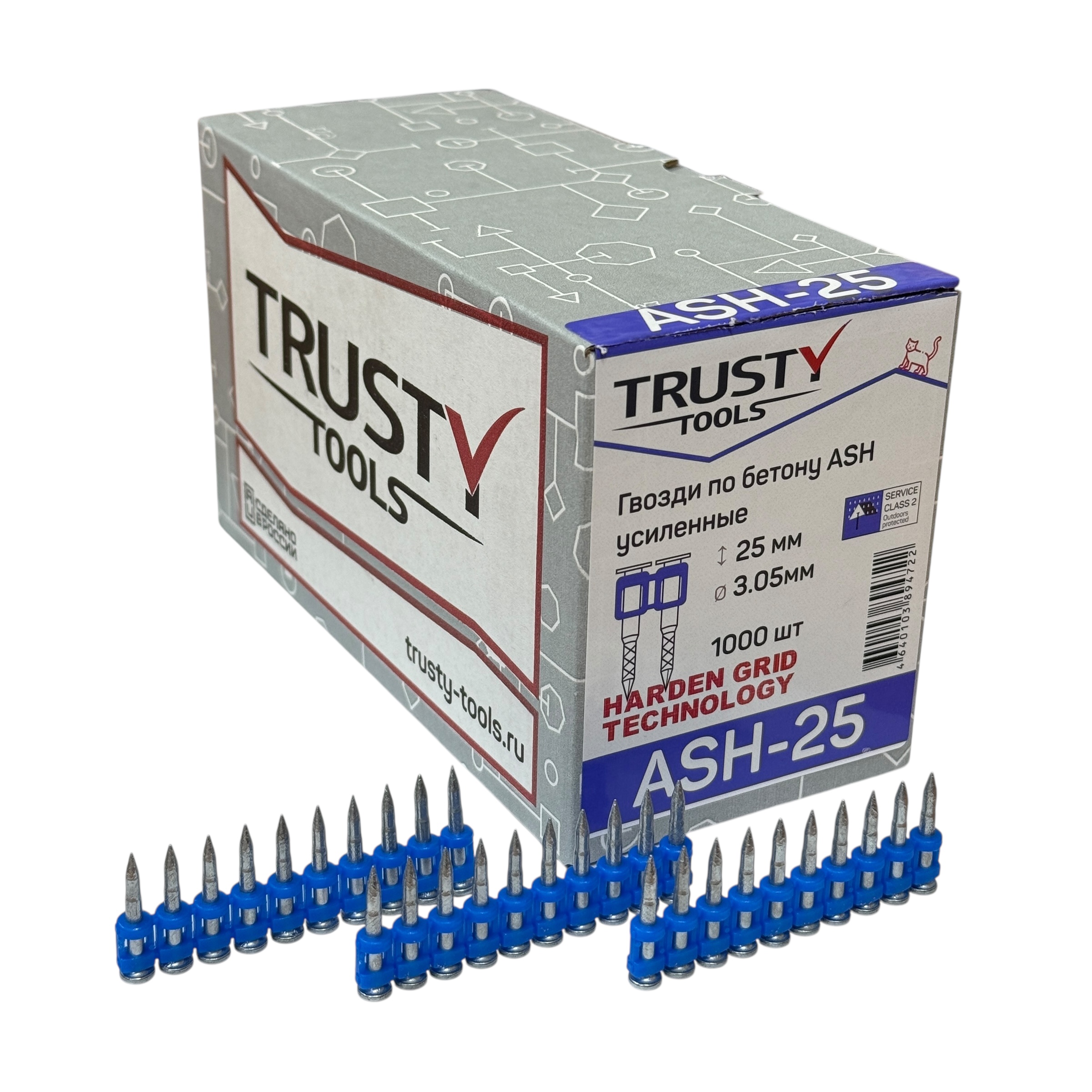 Гвозди по бетону, металлу Trusty ASH 3,05х25 мм (1000 шт)