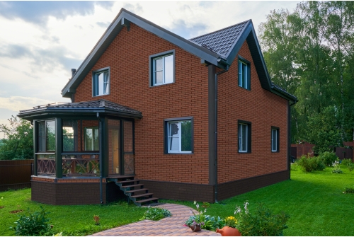 Фасадная панель Grand Line Состаренный кирпич Design Plus корица с черным швом