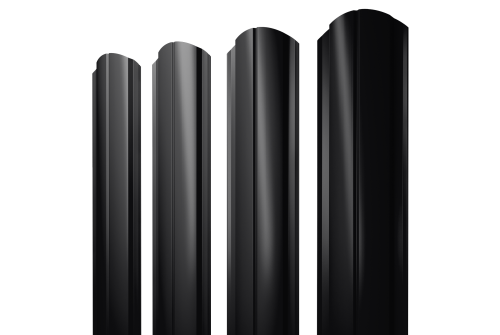 Штакетник Полукруглый Slim фигурный Grand Line 0,5 PurPro Matt 275 RAL 9005 черный