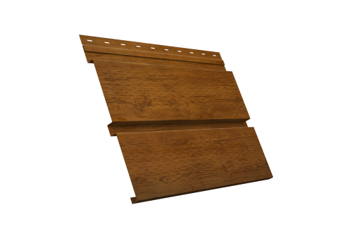 Софит металлический Квадро Брус Grand Line с перфорацией 0,45 Print Elite с пленкой Golden Wood TwinColor