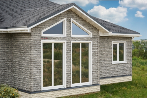 Фасадная панель Grand Line Колотый камень Design Plus гранит с белым швом