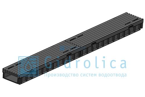 Комплект Gidrolica Light: лоток водоотводный ЛВ -10.11,5.5,5 - пластиковый с решеткой РВ- 10.11.50 пластиковой ячеистой, кл. B125 (08099В)