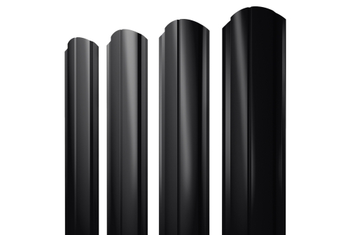 Штакетник Полукруглый Slim фигурный Grand Line 0,5 Satin Matt RAL 9005 черный