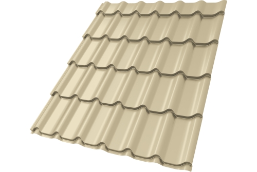 Металлочерепица Классик ("Classic") v01 0,5 Satin RAL 1015 светлая слоновая кость