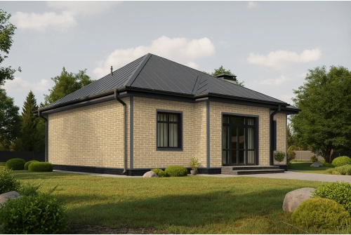 Фасадная панель Grand Line Состаренный кирпич Design Plus солома с белым швом