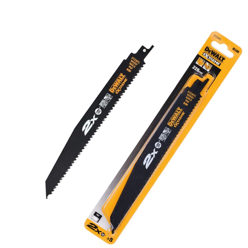Полотна для сабельной пилы по дереву с гвоздями DeWalt DT2307L 228 мм (5 шт)