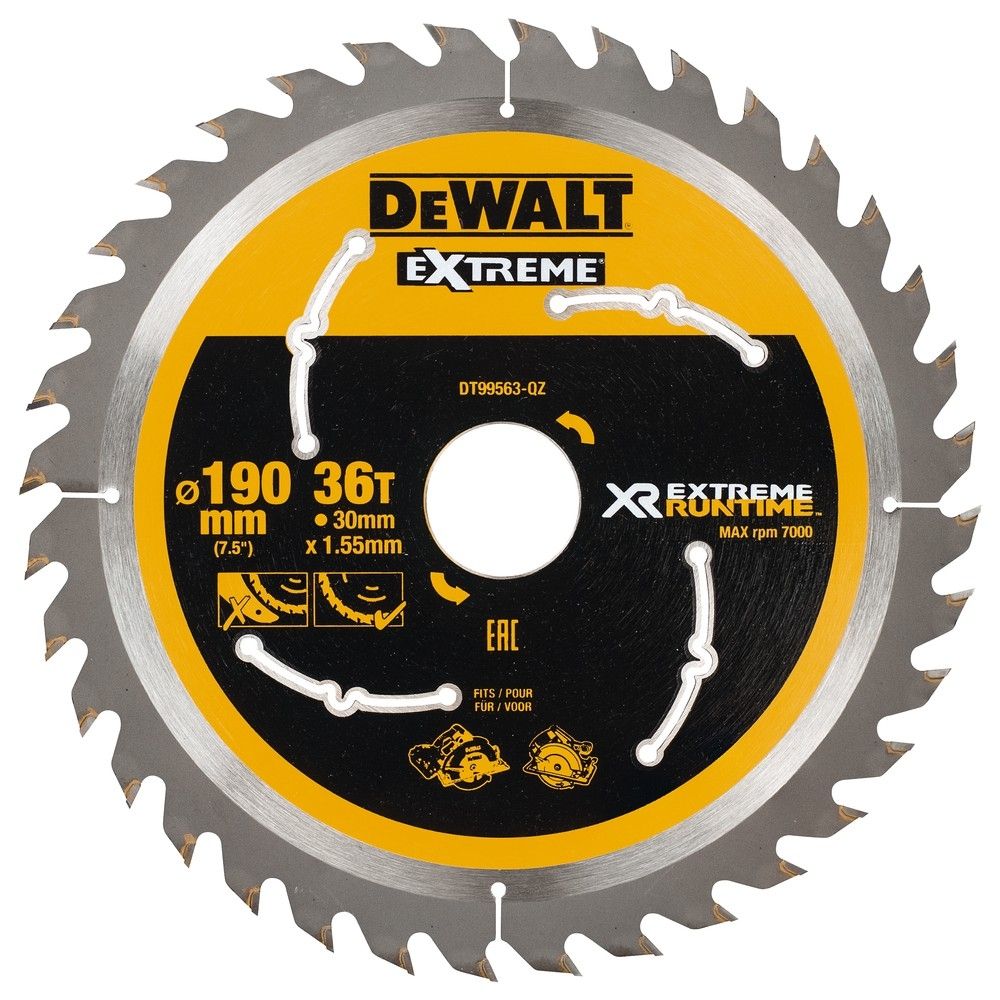 Диск пильный DeWalt EXTREME RUNTIME по дереву 190x30 36T