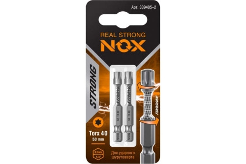 Бита торсионная Nox Strong TX40х50мм E6,3 2 штуки карта (339405-2)