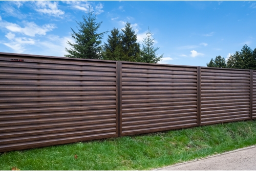 Ламель забора жалюзи Milan new Grand Line 0,45 Print Elite Cherry Wood TwinColor