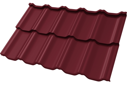 Металлочерепица "Квинта Уно" ("Kvinta Uno") 0,5 Satin Matt RAL 3005 красное вино