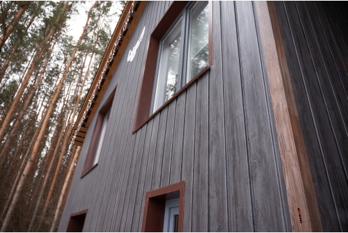 Квадро Брус Grand Line 0,45 Print Premium с пленкой Grey Wood TwinColor