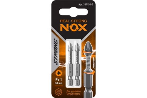 Бита торсионная Nox Strong Pz1х50мм E6,3 2 штуки карта (337150-2)